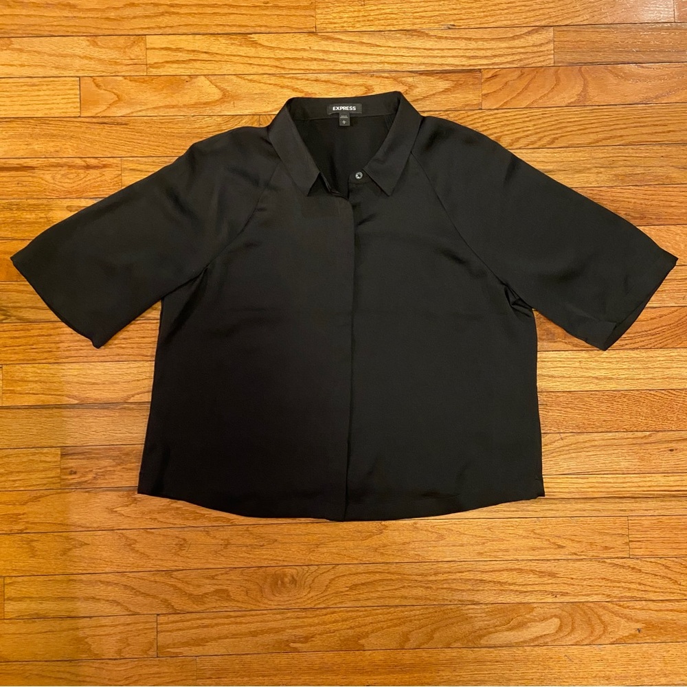 Express Cropped Button-Up Shirt - image 2